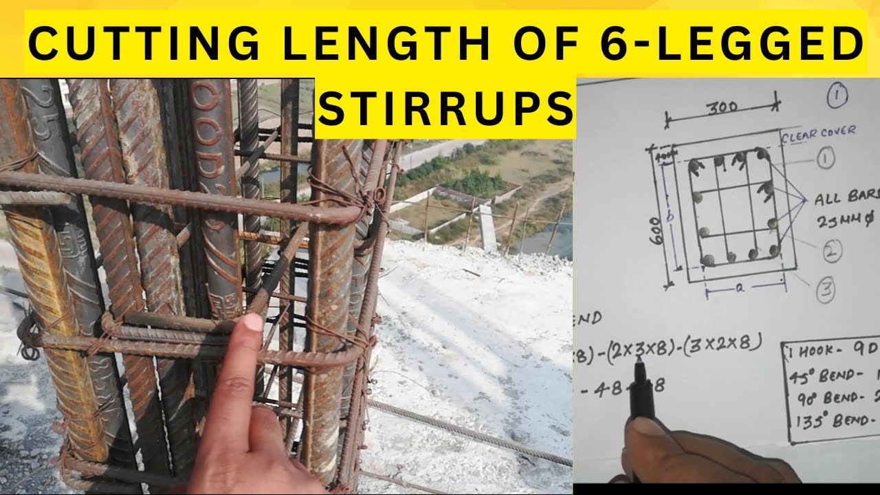 CUTTING LENGTH OF 6 LEGGED STIRRUPS IN COLUMN AND BEAM //BBS(BAR BENDING SCHEDULE)