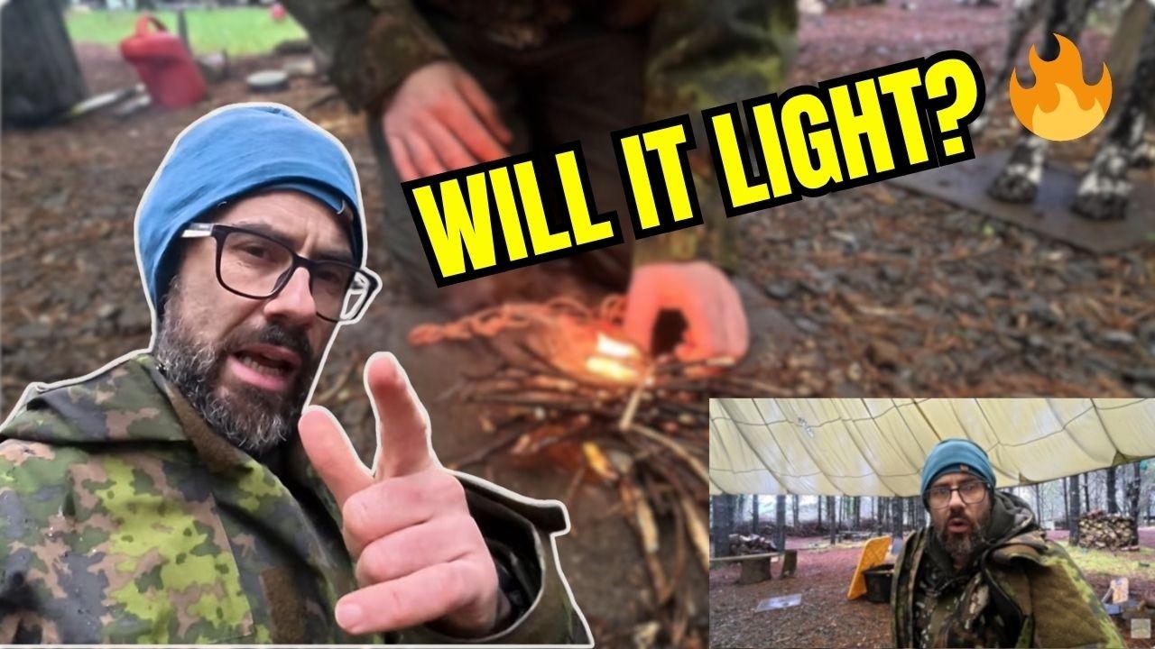 Firelighting With Wet sticks -Tips And Tricks - Natural Tinder Vs Cotton Pad And Vaselene
