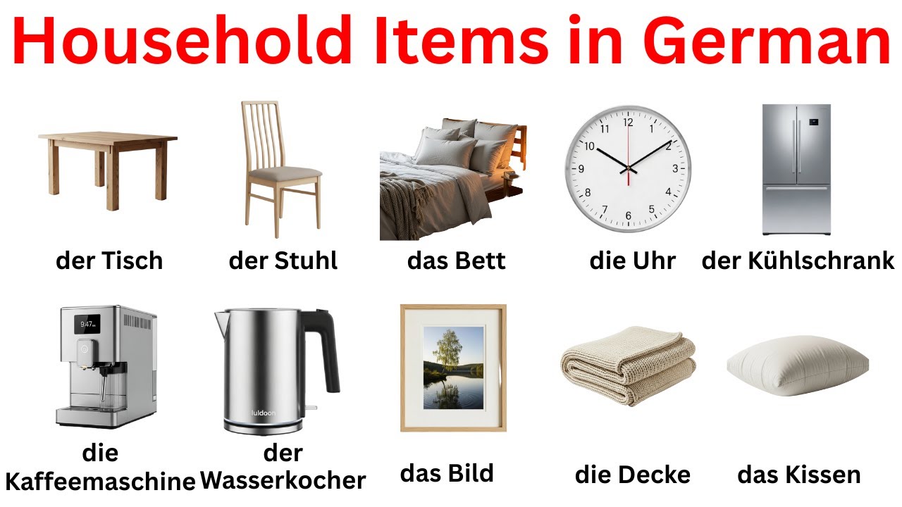 Household Items in German | Learn 25+ Everyday Objects | Dinge im Haus | German Vocabulary