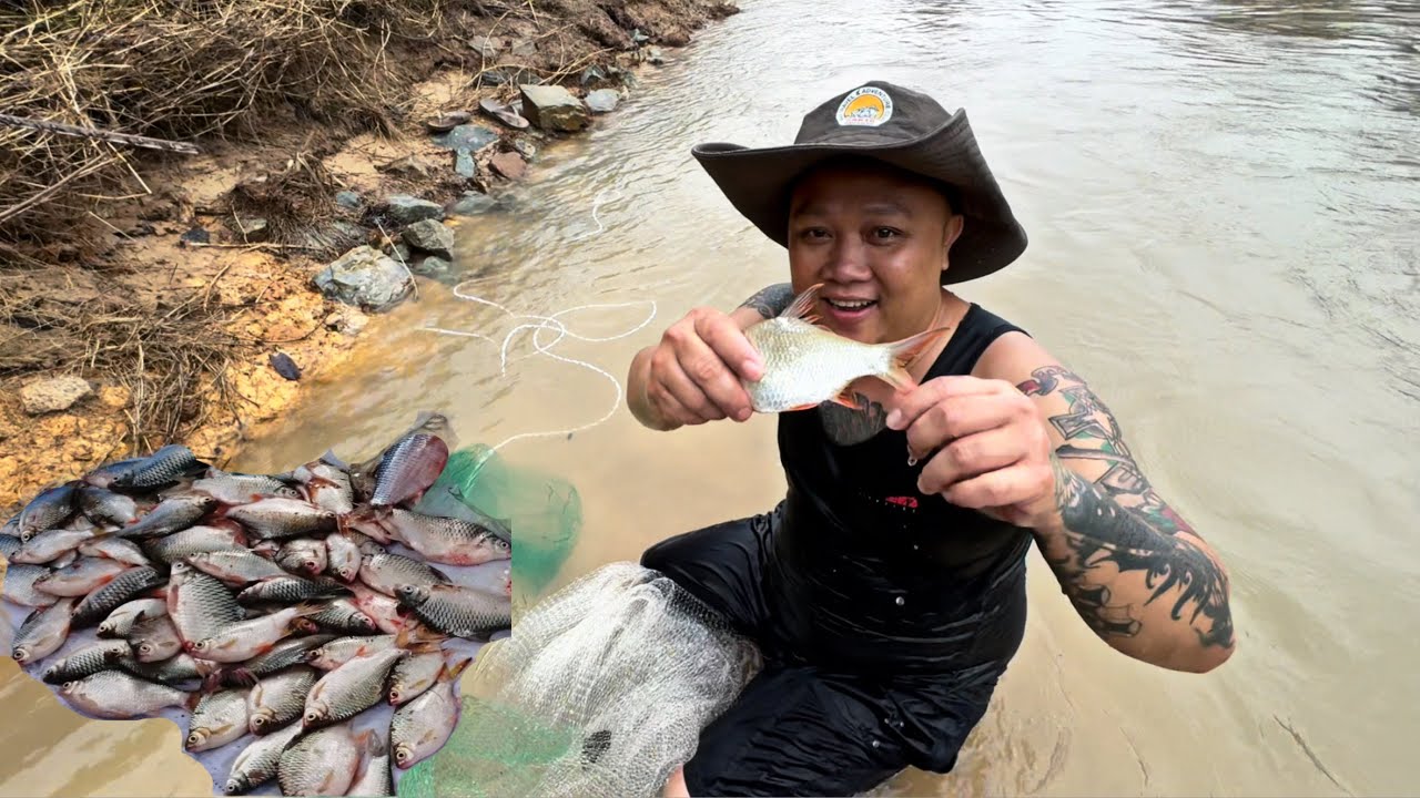 Ikan Besar Masuk Jala // Empat Port Menjala Bawah Jambatan // Dalam Keadaan Air Masih Besar…//