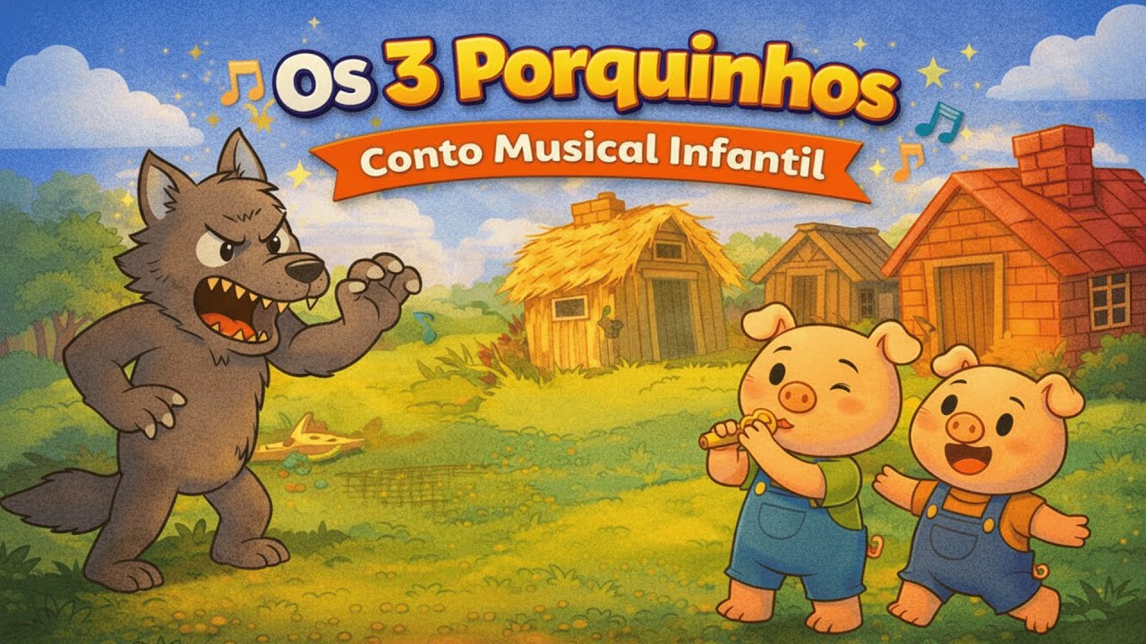 🎵 Os 3 Porquinhos – Conto Cantado Infantil | Música e História para Crianças 🐷🐺