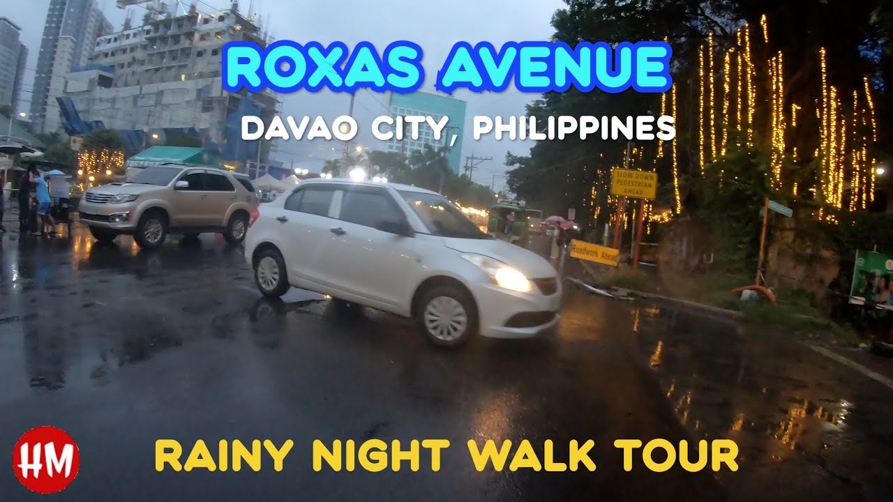 Rainy Night Walking Tour - Roxas Avenue, Davao City, Philippines