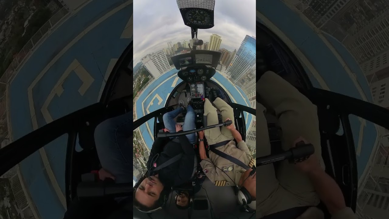 Pouso em pr&eacute;dio gravado com a c&acirc;mera 360&ordm;