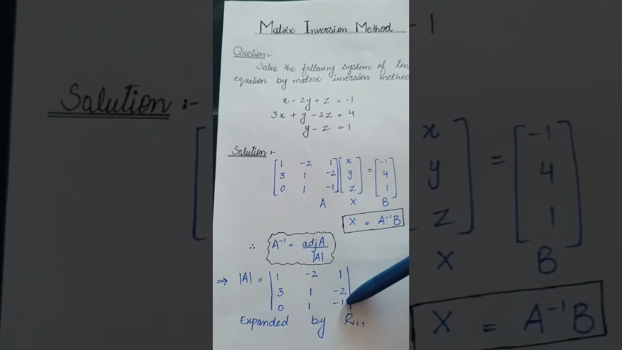 Matrix Inversion Method | Matrices | Mathematics #shorts #universitymath #mathematics