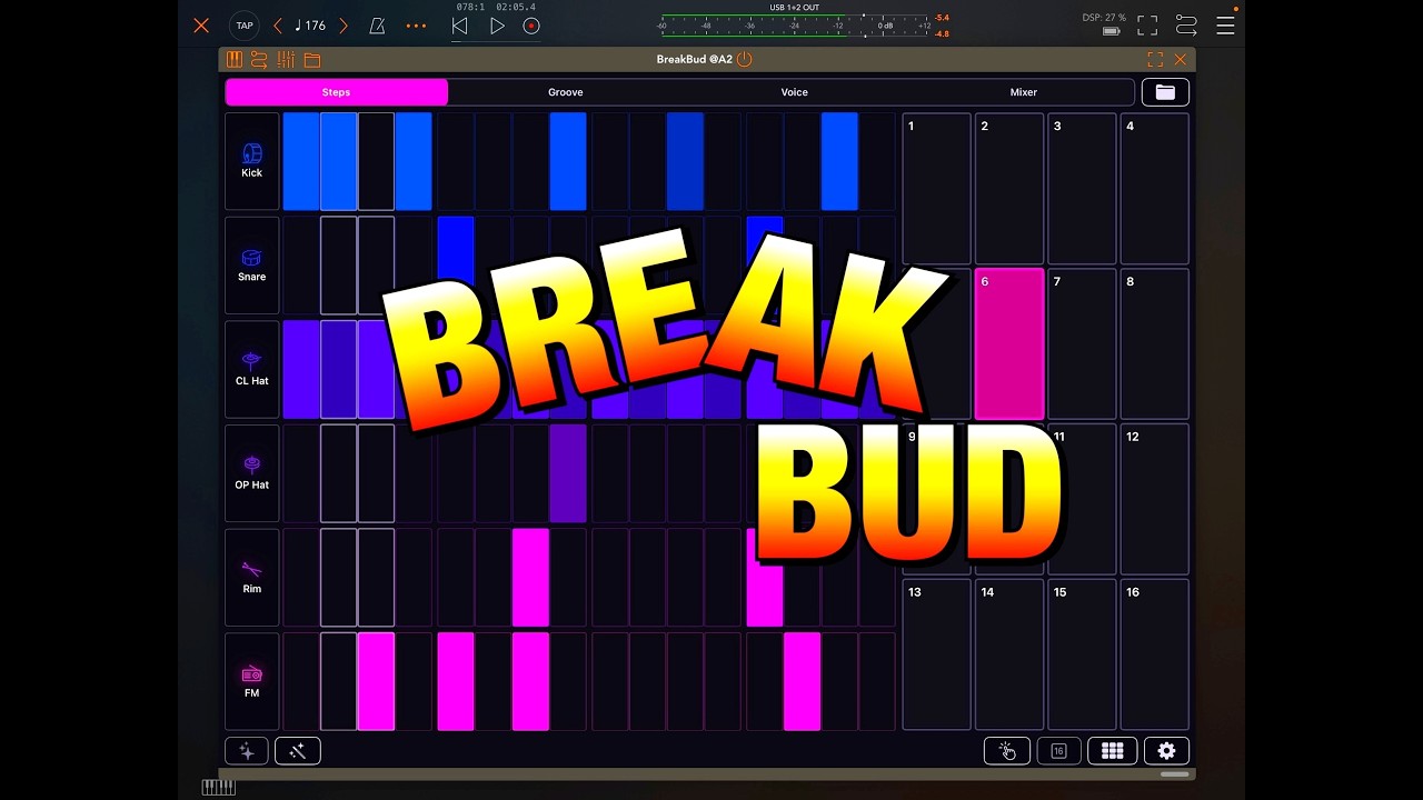 BreakBud - Break Beat Drum Synth & Sequencer by Cem Olcay - Tutorial & Demo for the iPad