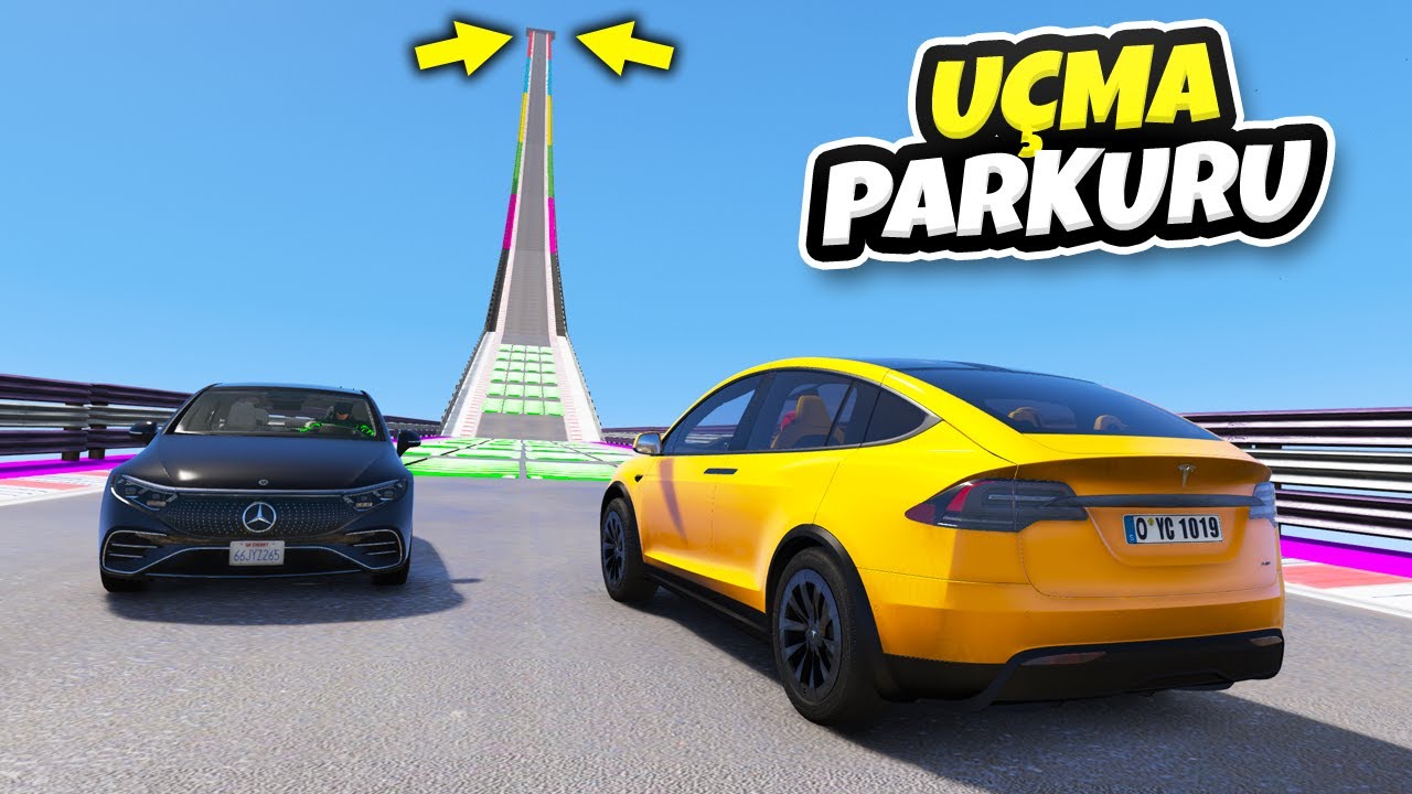 Sevilen Elektrikli Arabalar Uçma Parkurunda Yarışıyor - GTA 5