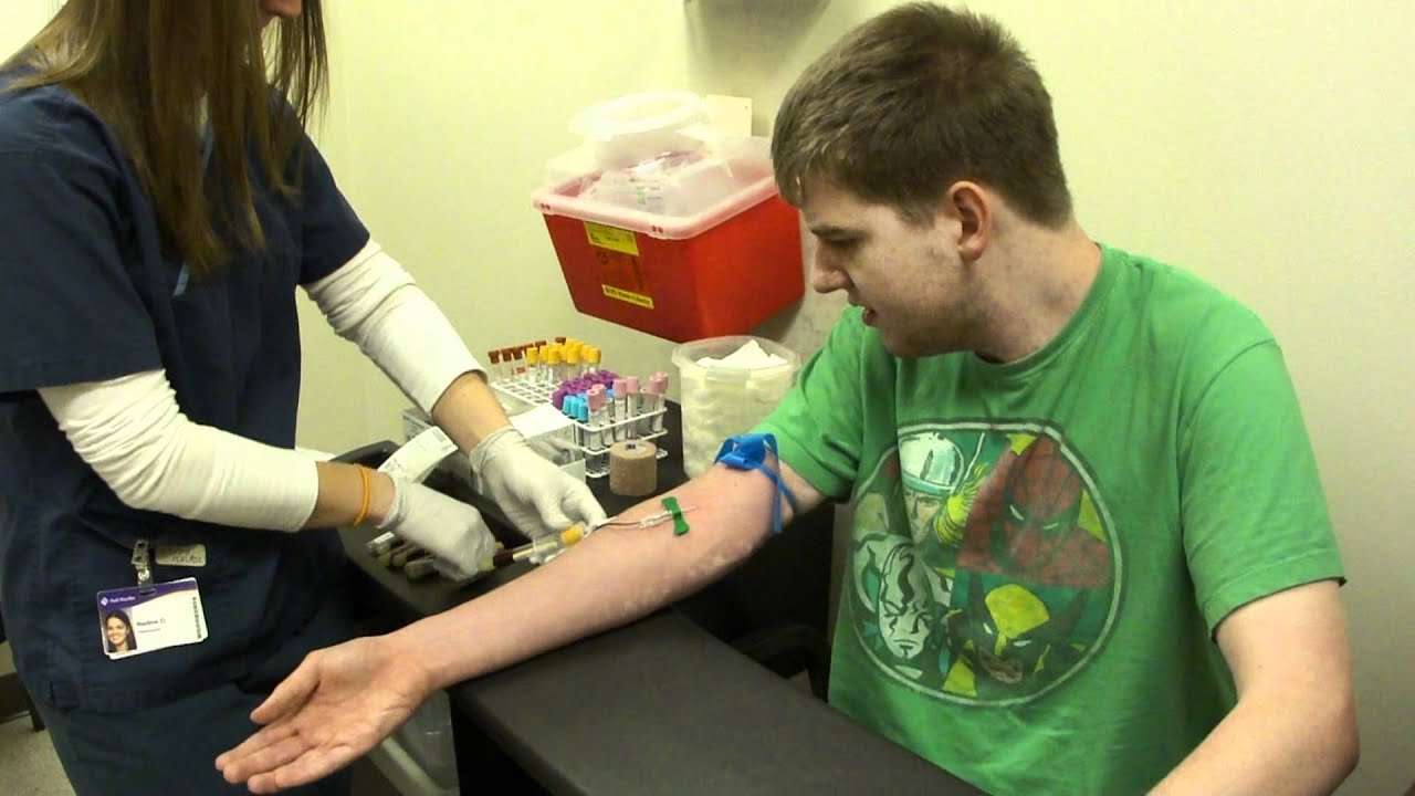 Gabe getting a blood draw like a big boy