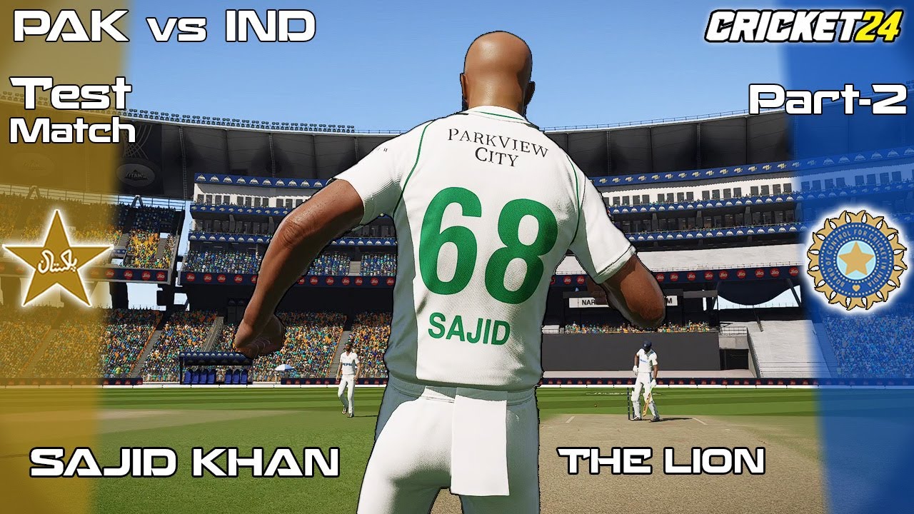PAKISTAN vs INDIA TEST MATCH (PART 2) 🏆 SAJID KHAN U BEAUTY 🤩 CRICKET 24 GAMEPLAY