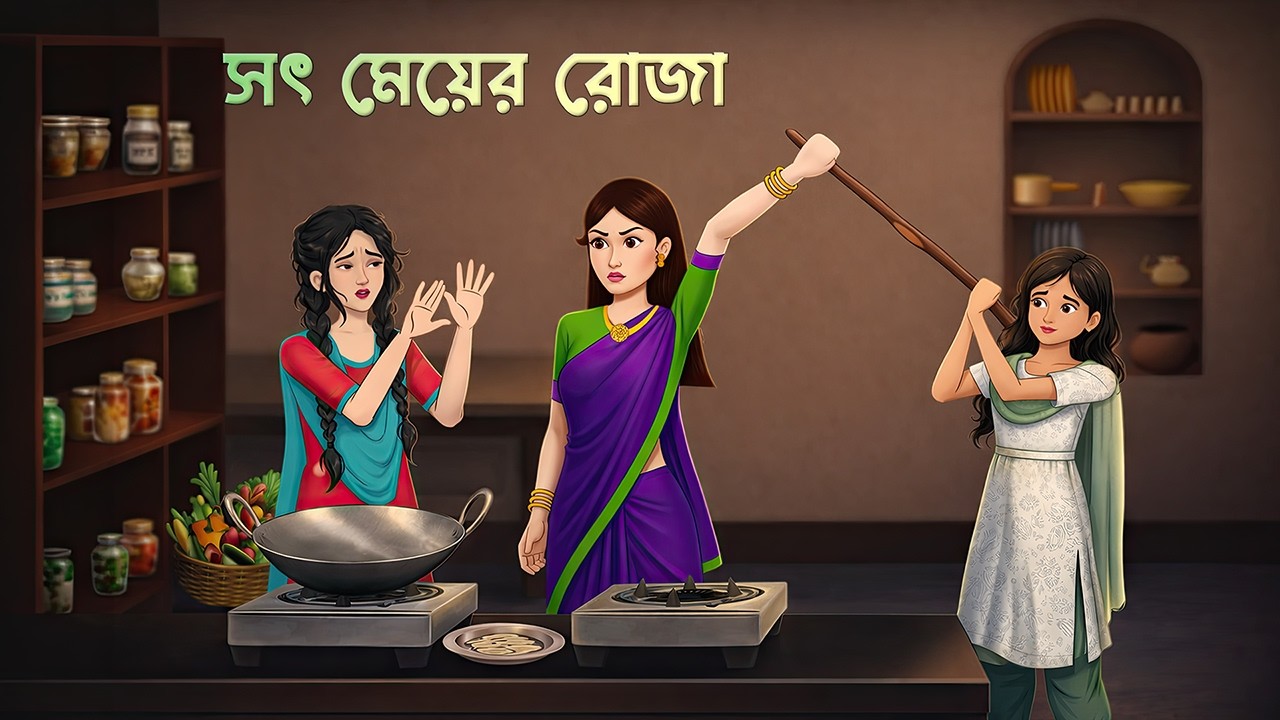 সৎ মেয়ের রোজা | Rojar Cartoon | Bengali Village Story | Dhadha Point