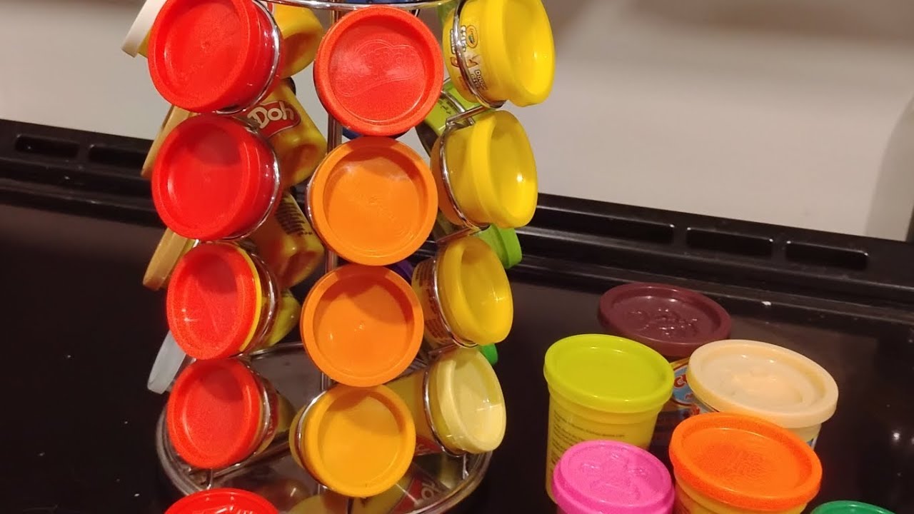 Play-Doh storage using a K-cup holder 