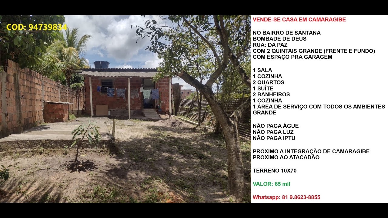 VENDE-SE CASA EM CAMARAGIBE COD: 94739834