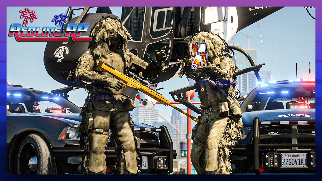 GTA 5 Roleplay - RedlineRP -  GHILLIE SUIT HITMEN TROLLING COPS  # 339