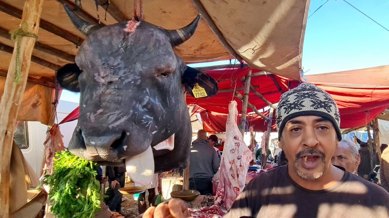 أشهر سوق خميس سيدي قاسم للحوم حمراء وخضر وفواكه 2024/12/05
