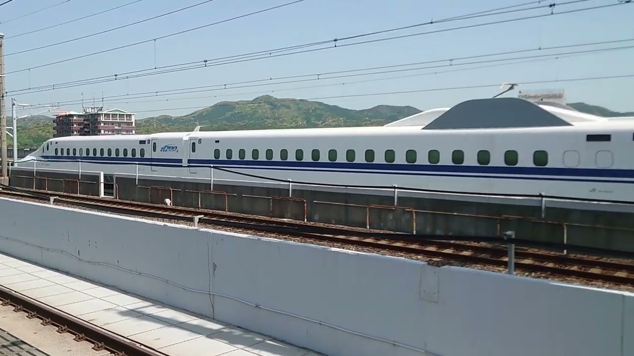 2025年5/8、山陽新幹線厚狭駅。N700系8両【P4編成】試験。(博多総→博多→岡山)※厚狭駅発車。