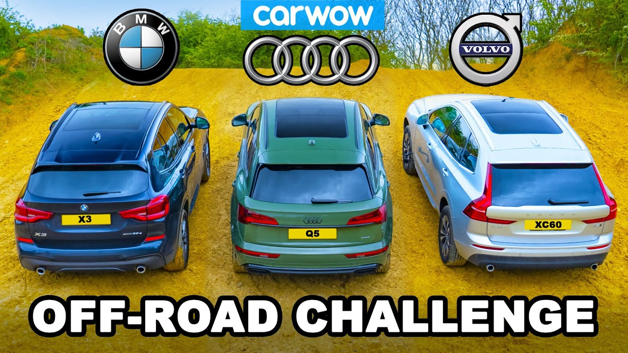 BMW X3 v Audi Q5 v Volvo XC60: UP-HILL DRAG RACE & which is best OFF-ROAD!