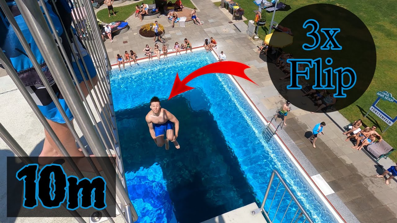 Triple BACKFLIP & SIDEFLIP !!! 10er Action im FREIBAD