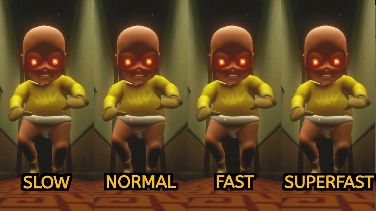 The Baby in Yellow escape sequence in slow, normal, fast and superfast