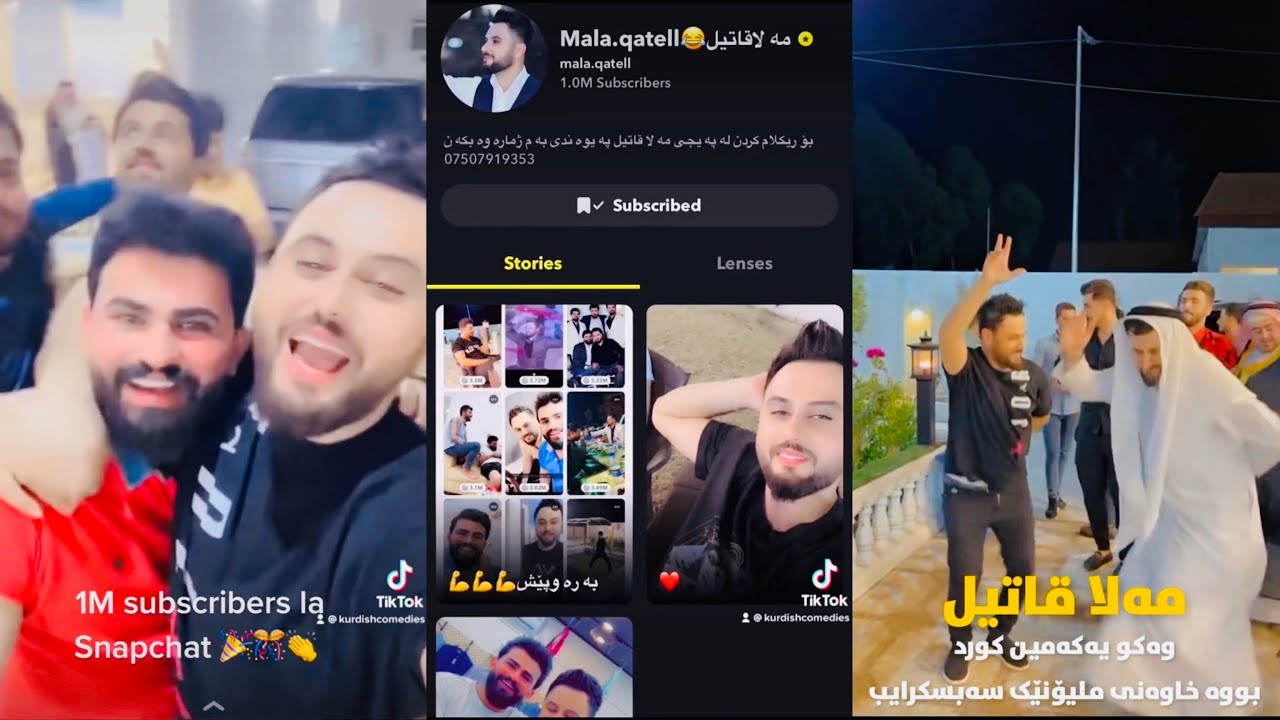 مەلا قاتیل وەکو یەکەمین کورد سناپچاتەکەی گەیشت بە ملیۆنێک سەبسکرایب 👏🎉