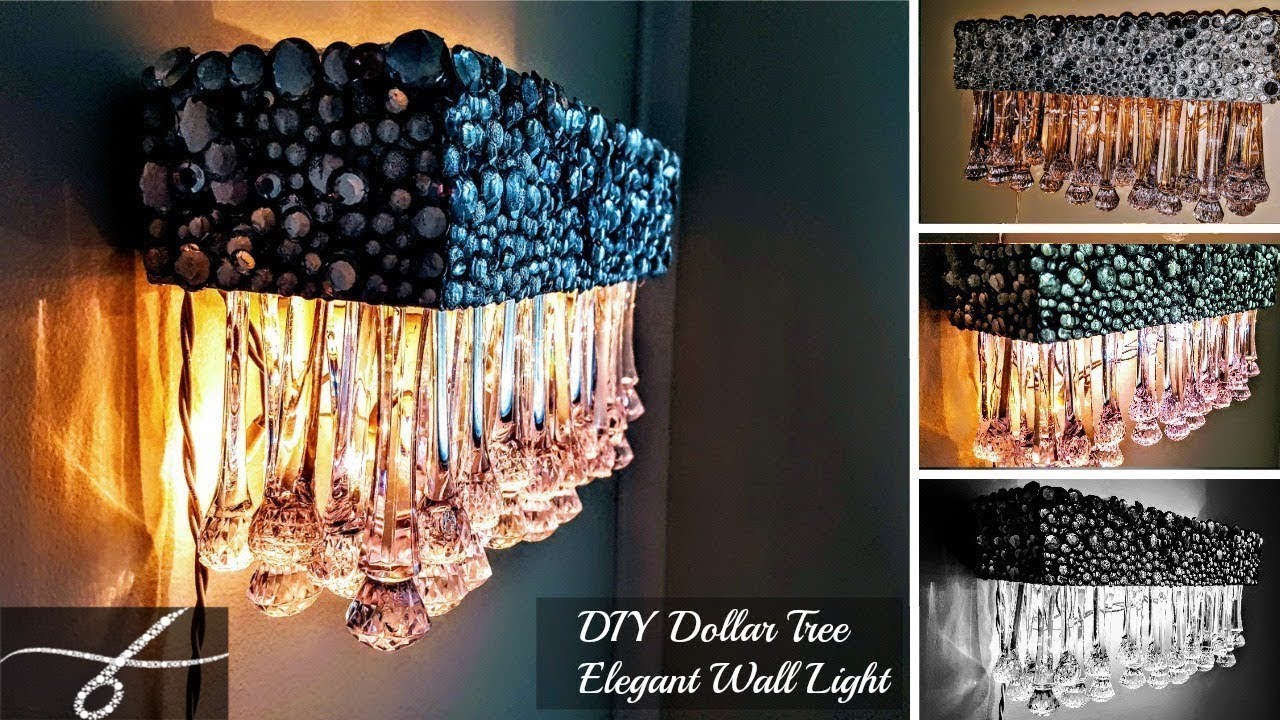 DIY Dollar Tree Room Decor Glam Wall Light  💎 Tear Drop Gems turned into a Chandelier LIGHT