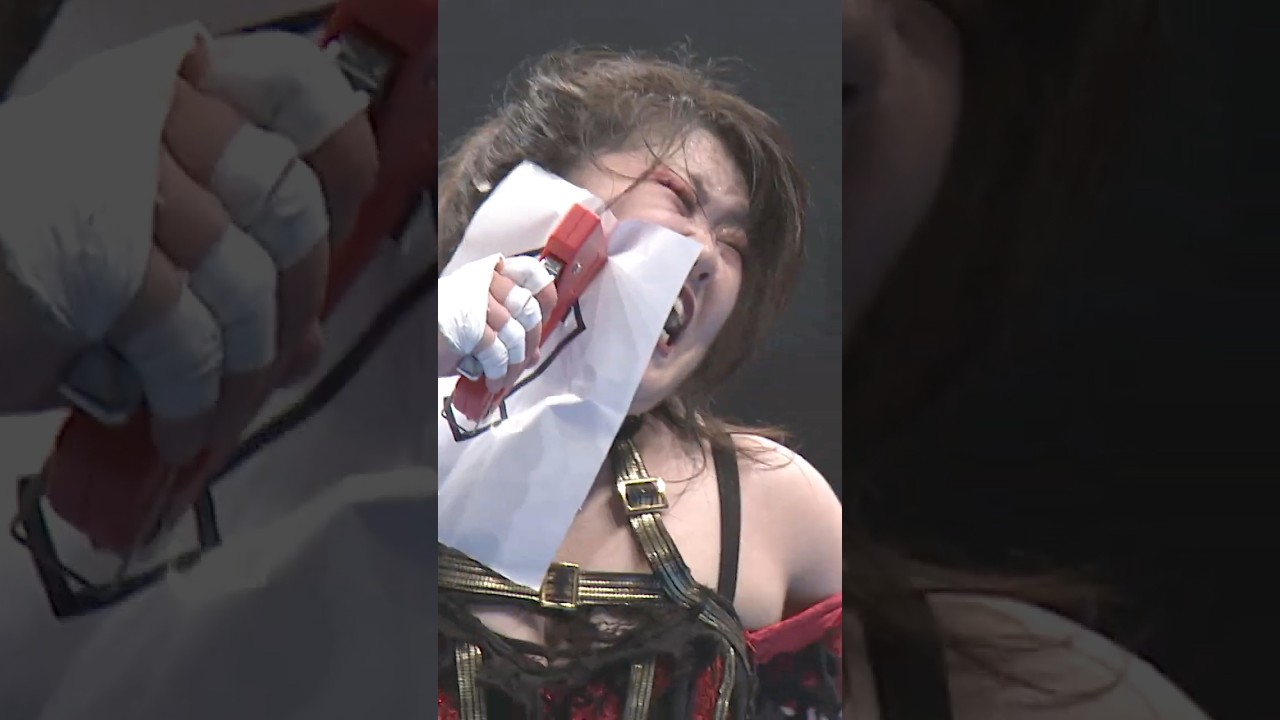 【狂気】鈴季すずが自らの頬にステープラーを打ち込む！ドン引きのオーカーン #stardom #shorts  #スターダム #女子プロレス #prowrestling #プロレス  #njpw