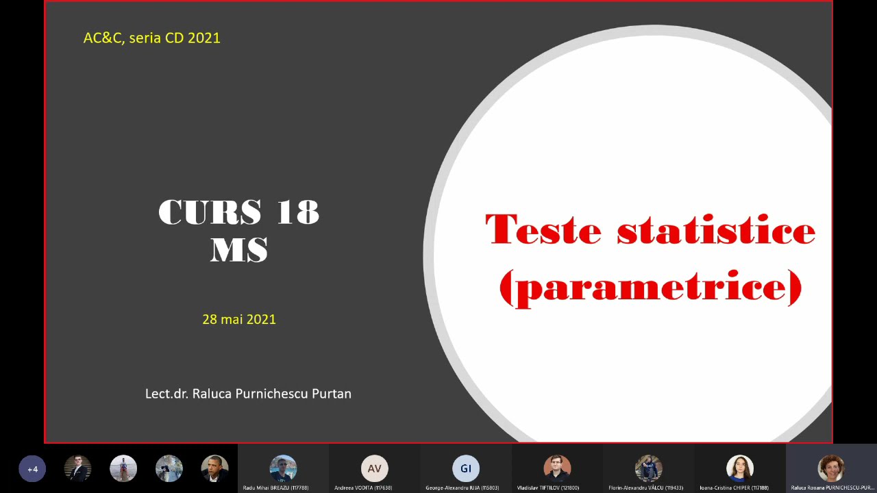 CURS 18 Teste statistice parametrice CD