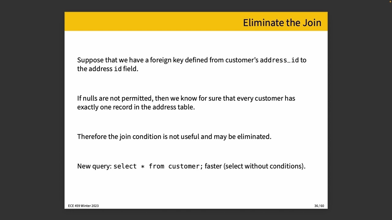 ECE 459 Lecture 19: Join Elimination