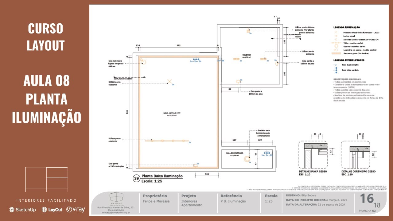 Curso LayOut - Caderno de Marcenaria - Aula 08 - Planta de iluminação