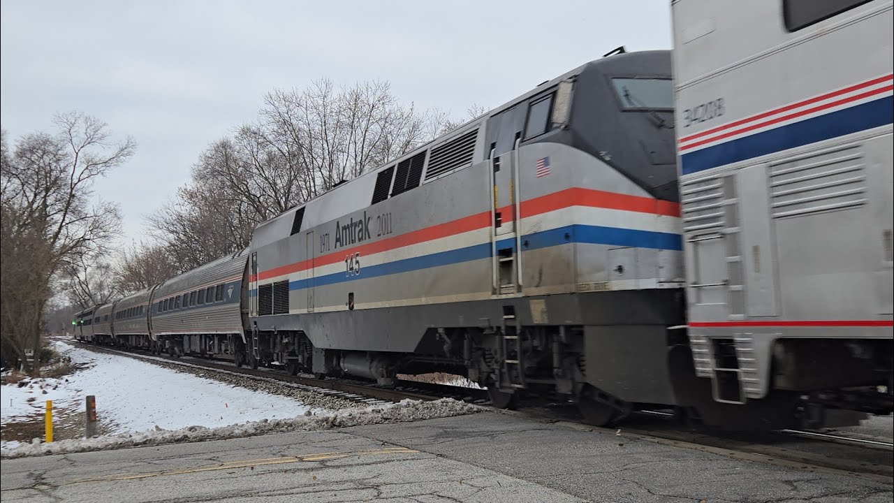 Amtrak Phase 3 Heritage Unit #145 on Cardinal #51 at Dyer
