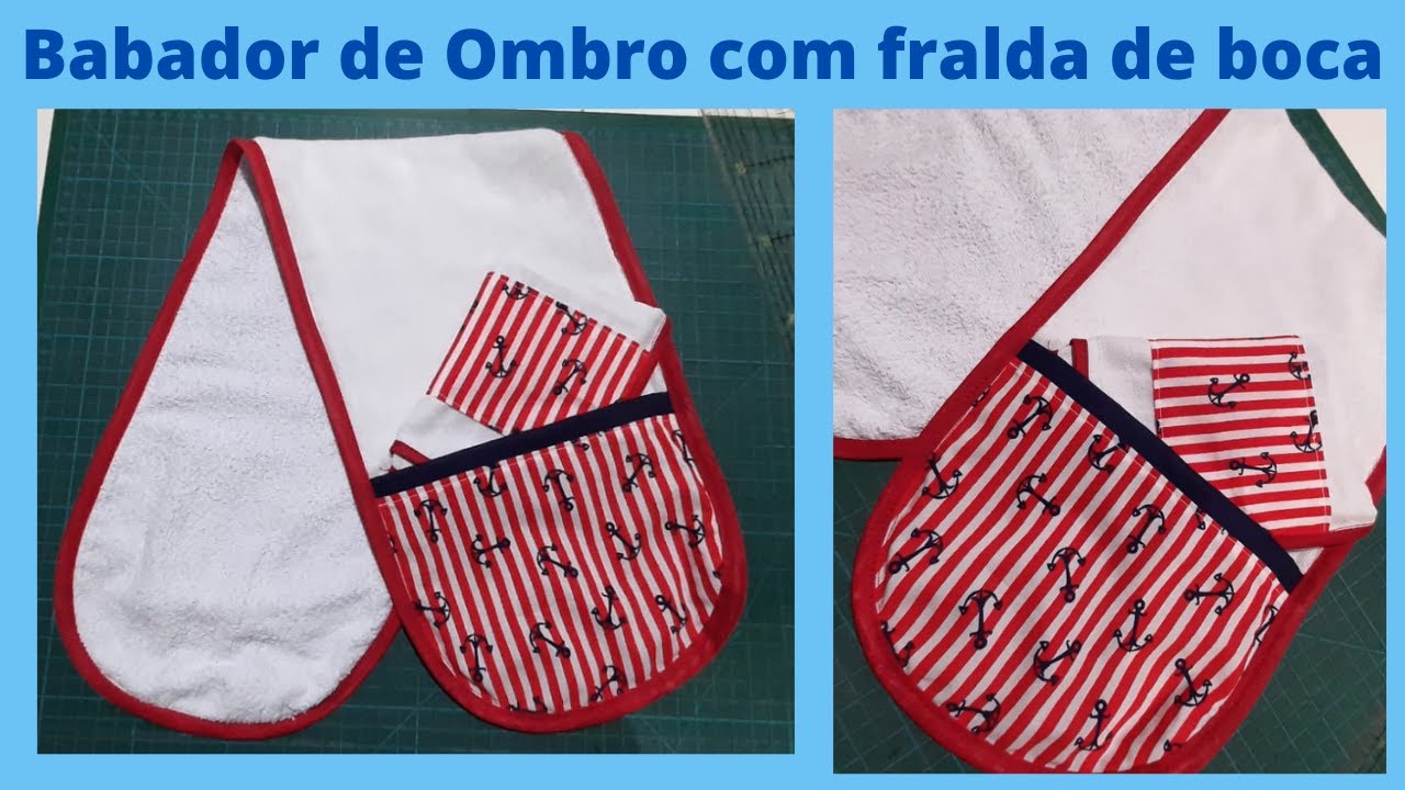 Como fazer Babador de Ombro com fraldinha de boca mini - Pap Babador - Atelie da Glau - DY