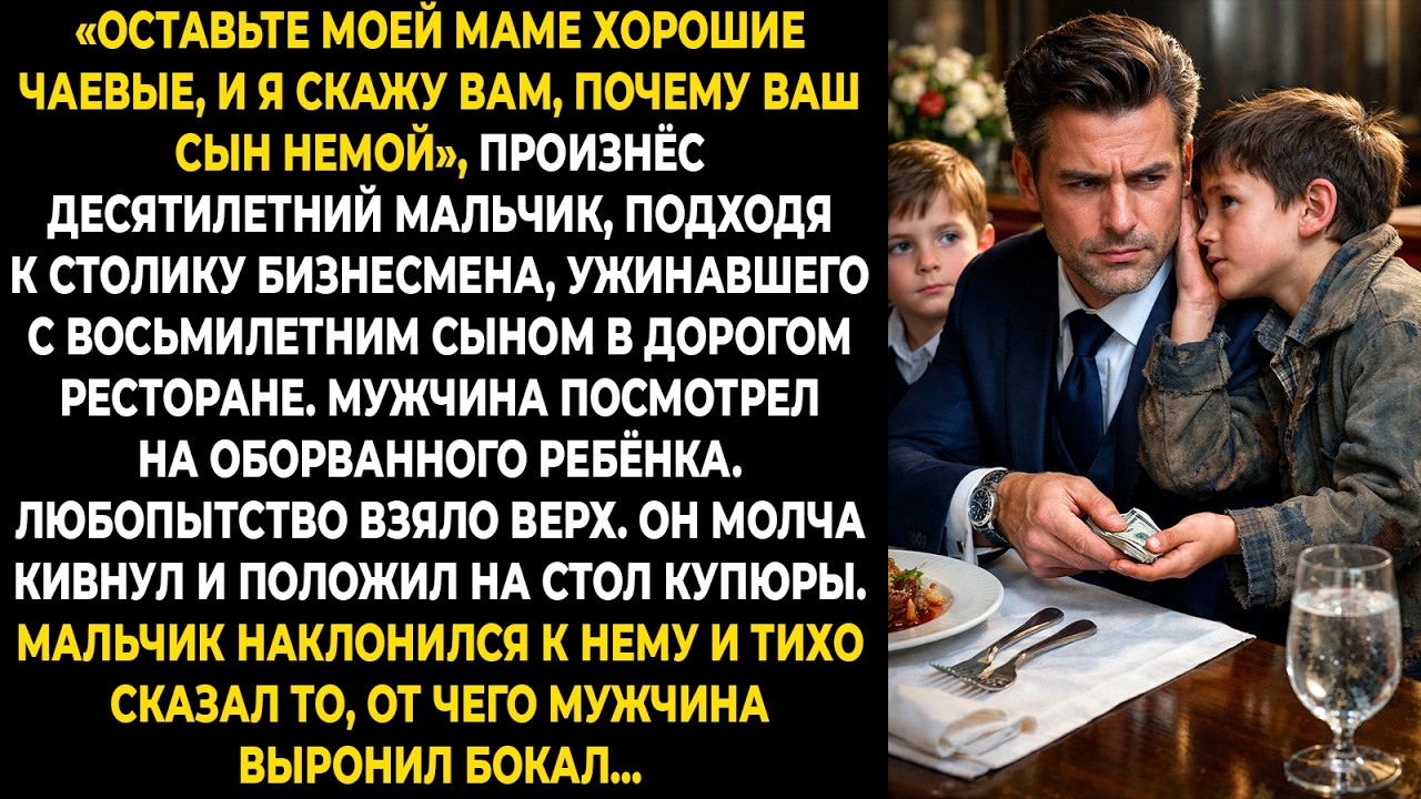 «Оставьте моей маме хорошие чаевые, и я скажу вам, почему ваш сын немой,» — произнёс десятилетний...