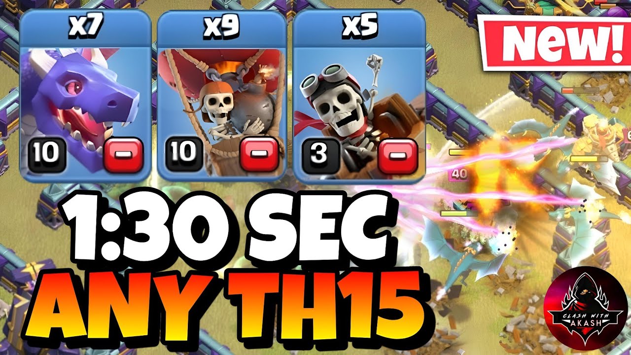 Th15 Dragon & Dragon Rider Attack With Super Archer Blimp | Th15 Attack Strategy (Clash of Clans)