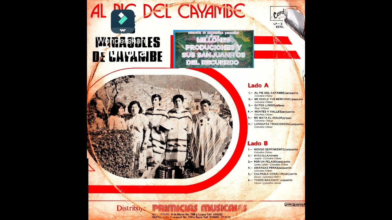 Ondo sentimiento sanjuanito Colombia Chávez conjunto los mirasoles de Cayambe Carátula del LP