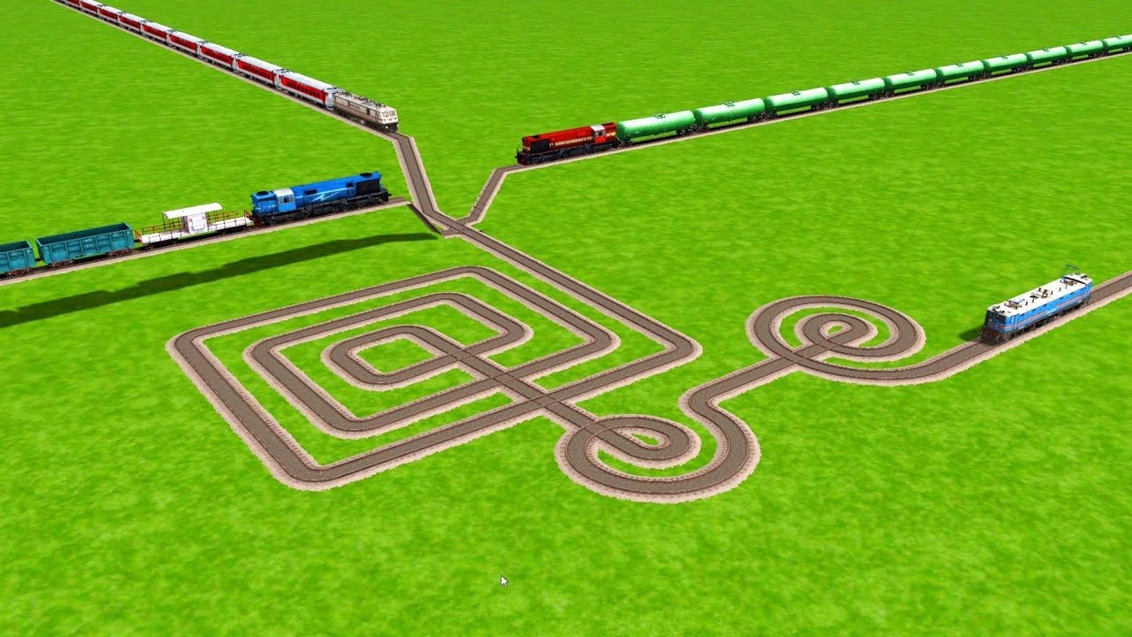 ALL TRAINS CROSSING AT SQUARE LOOP RAILWAY CROSSING RISKY TRACKS | Railworks Beamng Drive train game