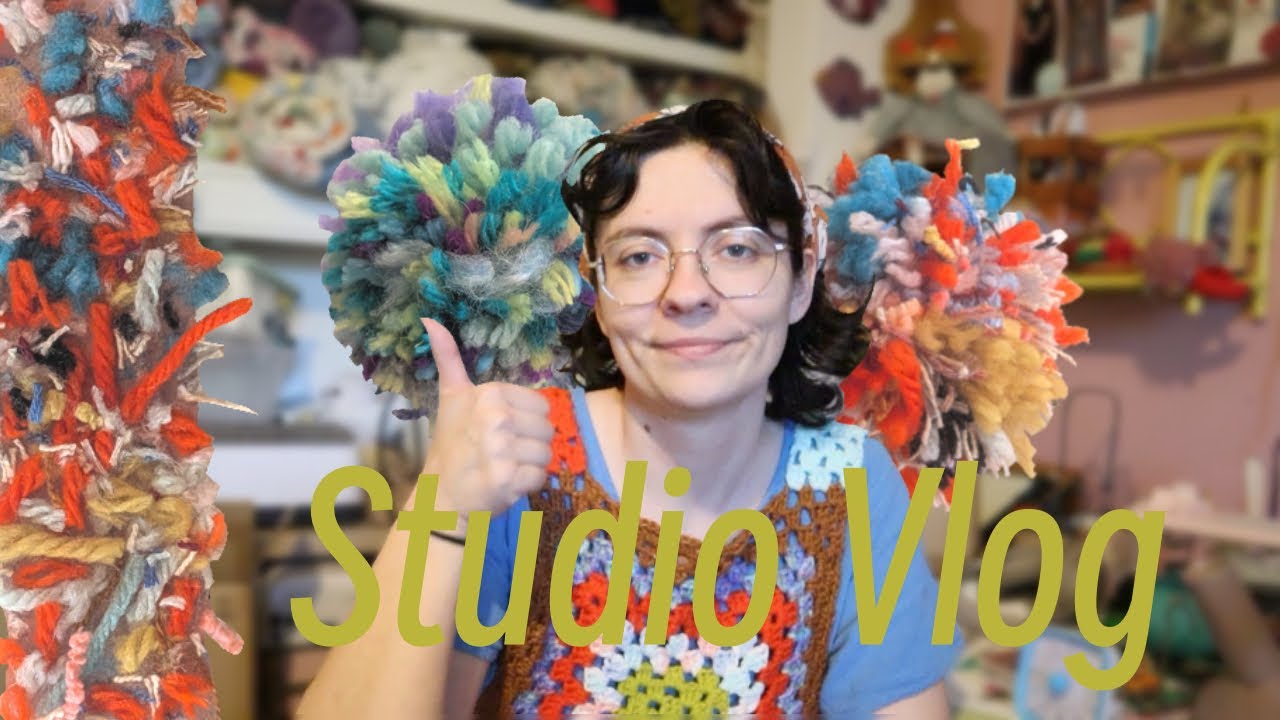 Thrift shopping, making pom poms and textile art!