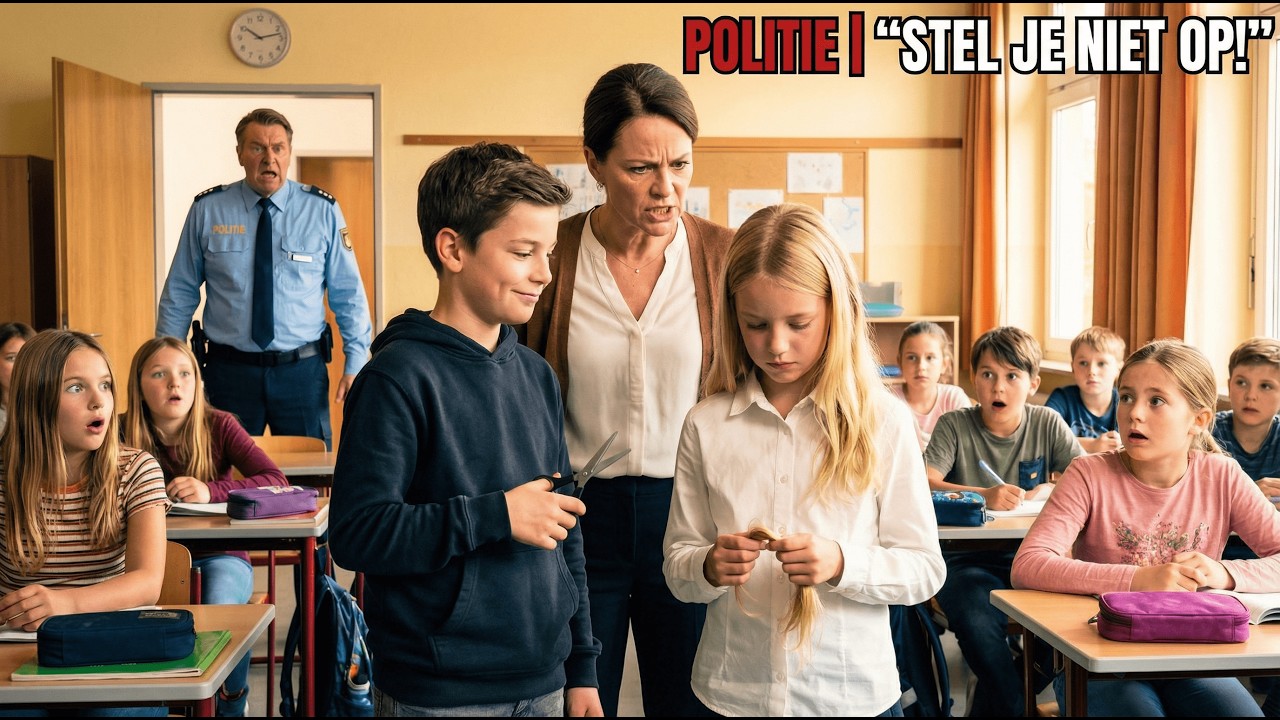 De zoon van de lerares knipt iemands haar af – Ze lacht, tot de POLITIECHEF binnenkomt!