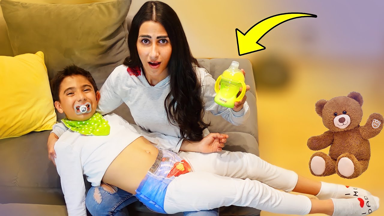 ابننا ال عمره 11 سنة 👦 صار بيبي ليوم 👶🏻🍼