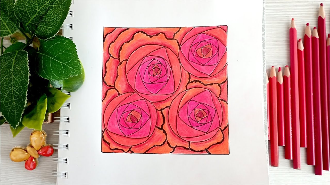 #62 Red Roses | Doodle Flowers | Art Therapy 🌹