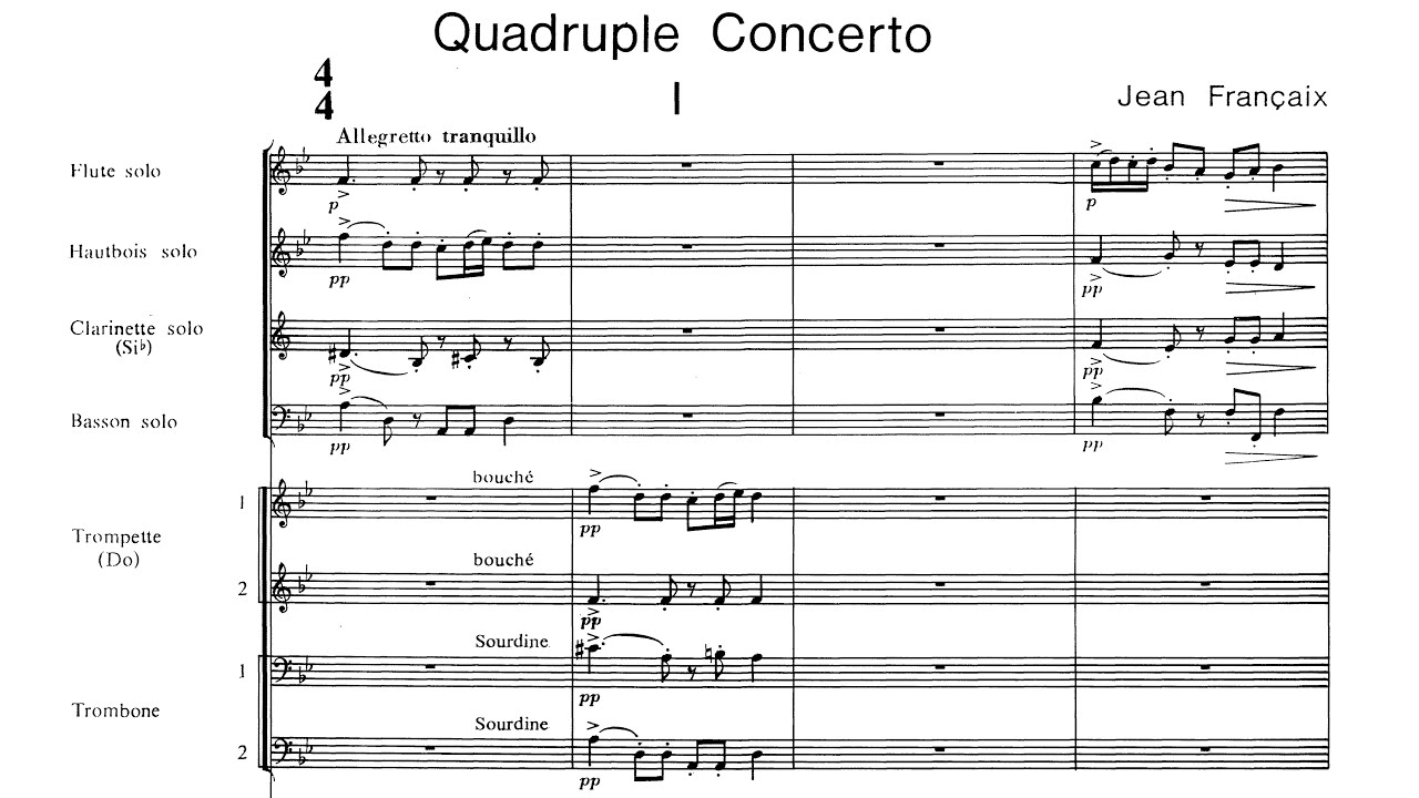 [Score] Jean Françaix - Quadruple Concerto (1935) for flute, oboe, clarinet, bassoon and orchestra