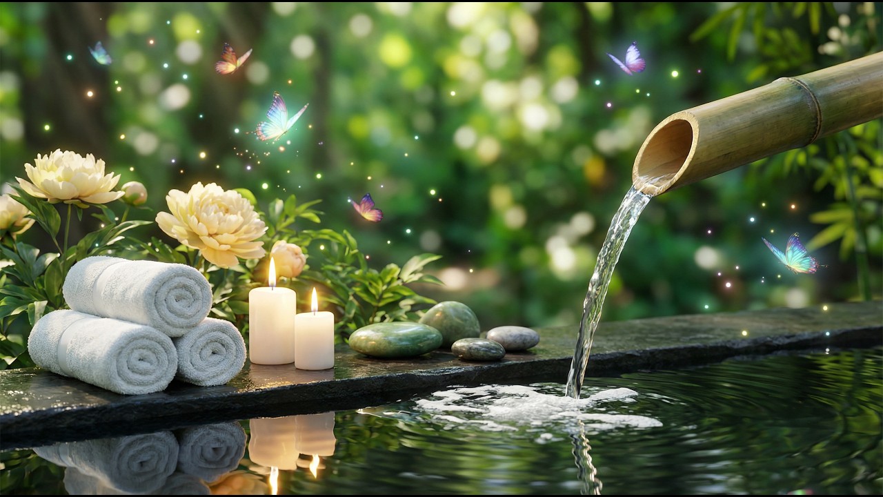 Relaxing Piano with Bamboo and Water Sounds | Meditation, Healing and Calming Nature Ambience Music