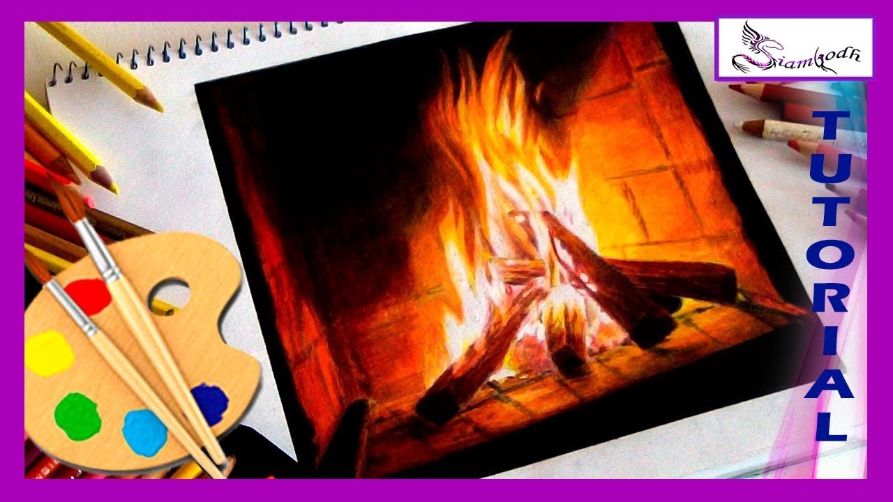 COMO DIBUJAR UNA FOGATA 🎨 con lápices de color