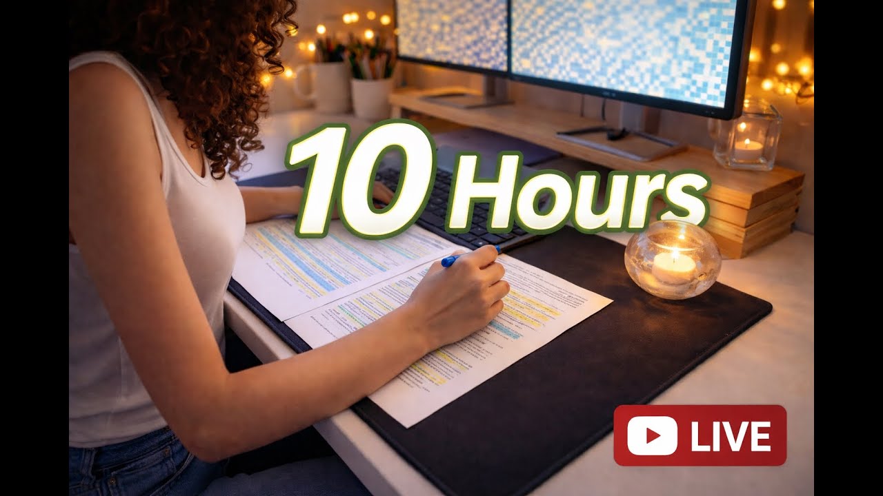 STUDY WITH ME LIVE | 10 HOURS ✨ Work With Me, Rain Sounds, Pomodoro Timer 50/10