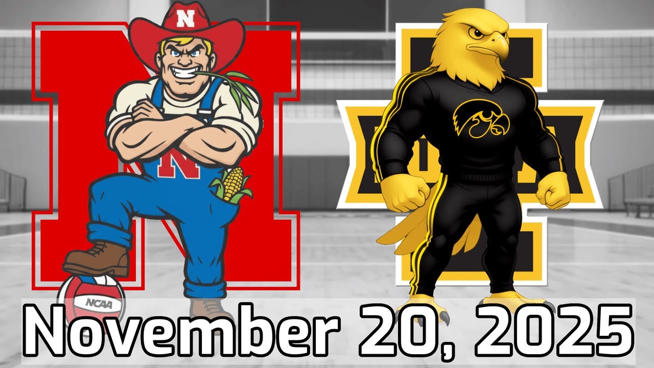 Nebraska Iowa Volleyball. November 20, 2025. 60fps. Full Game.