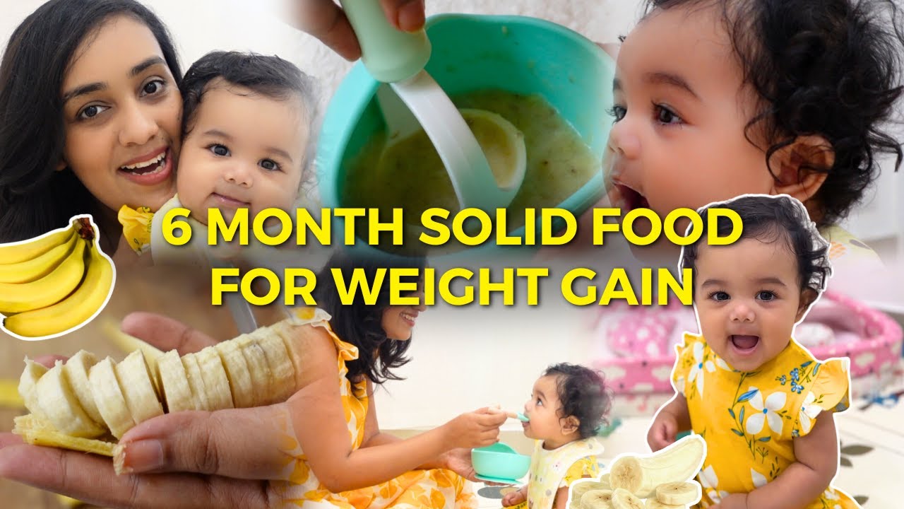 6 Month Baby Solid Food for Brain Development & Weight Gain | Banana Puree Recipe