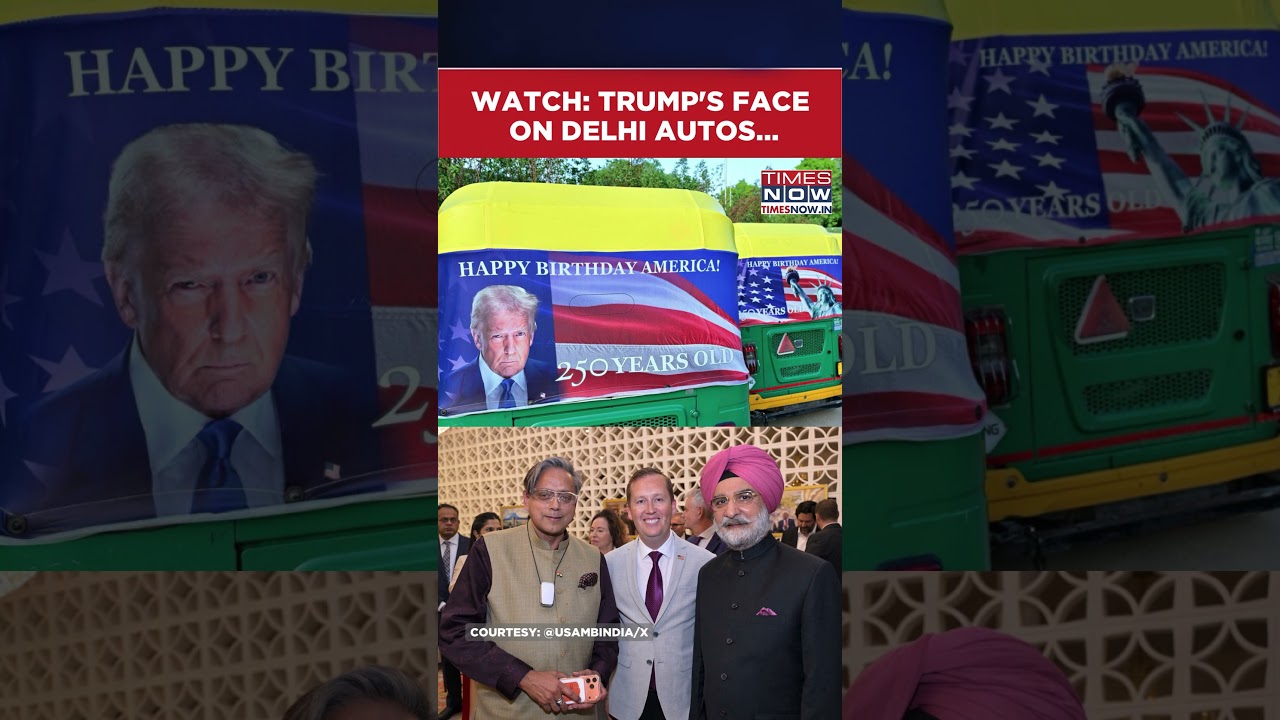 Trump-Themed Auto Rickshaws Hit Delhi Streets As US kicks Off 'Freedom250' Tour In India #shorts