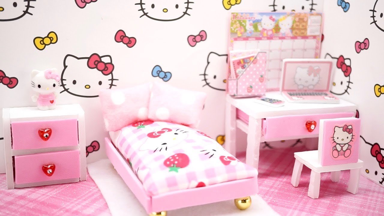DIY Miniature Dollhouse- - HELLO KITTY ROOM!! (NOT A KIT)