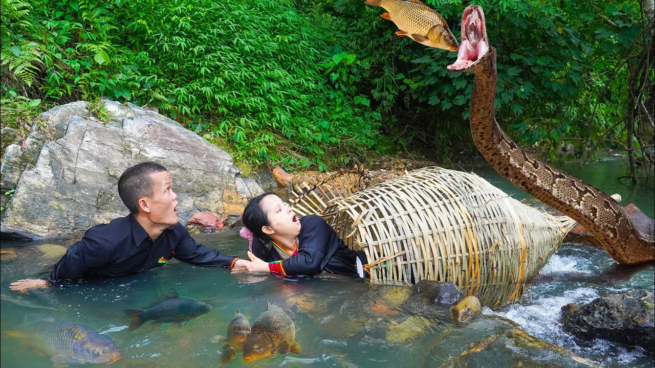 Dwarf Family Attacked by Giant Python While Fishing | Giant Pythons in the Wild