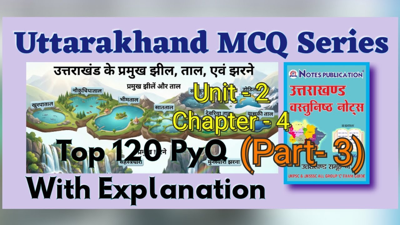 B S Negi MCQ Series | उत्तराखंड के प्रमुख झील एवं झरने | | Top 120 PYQ | Uttarakhand Geography UKPSC