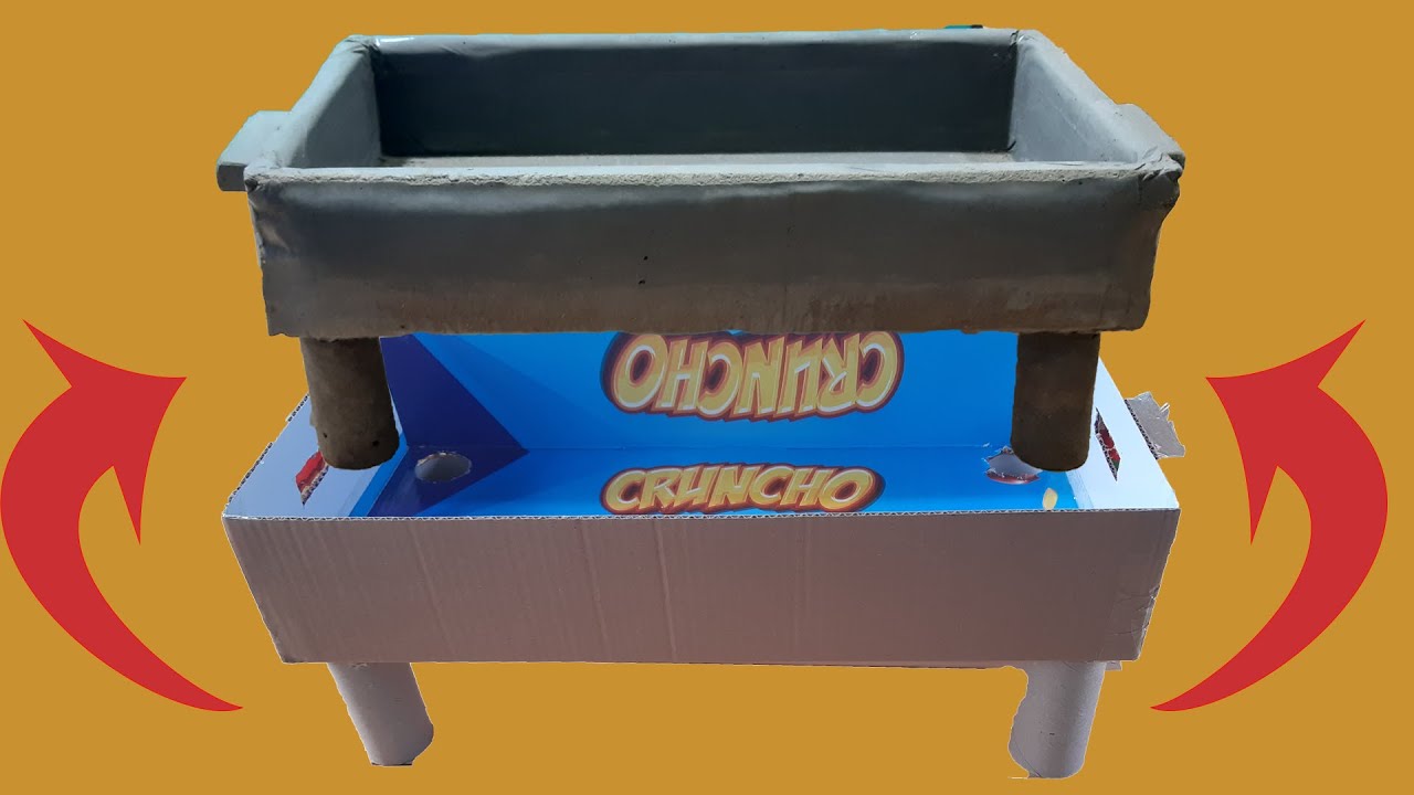 اصنع كانون شواء بنفسك من الاسمنت | موقد نار من الاسمنت والكرتون|Cement and cardboard fireplace