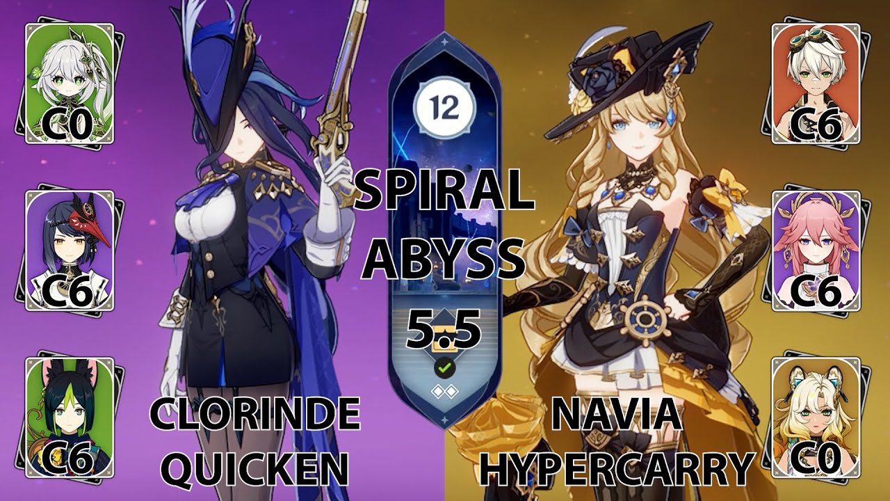 C6 Clorinde Quicken & C6 Navia Hypercarry - 5.5 Spiral Abyss Floor 12 Cleared (9 ⭐)