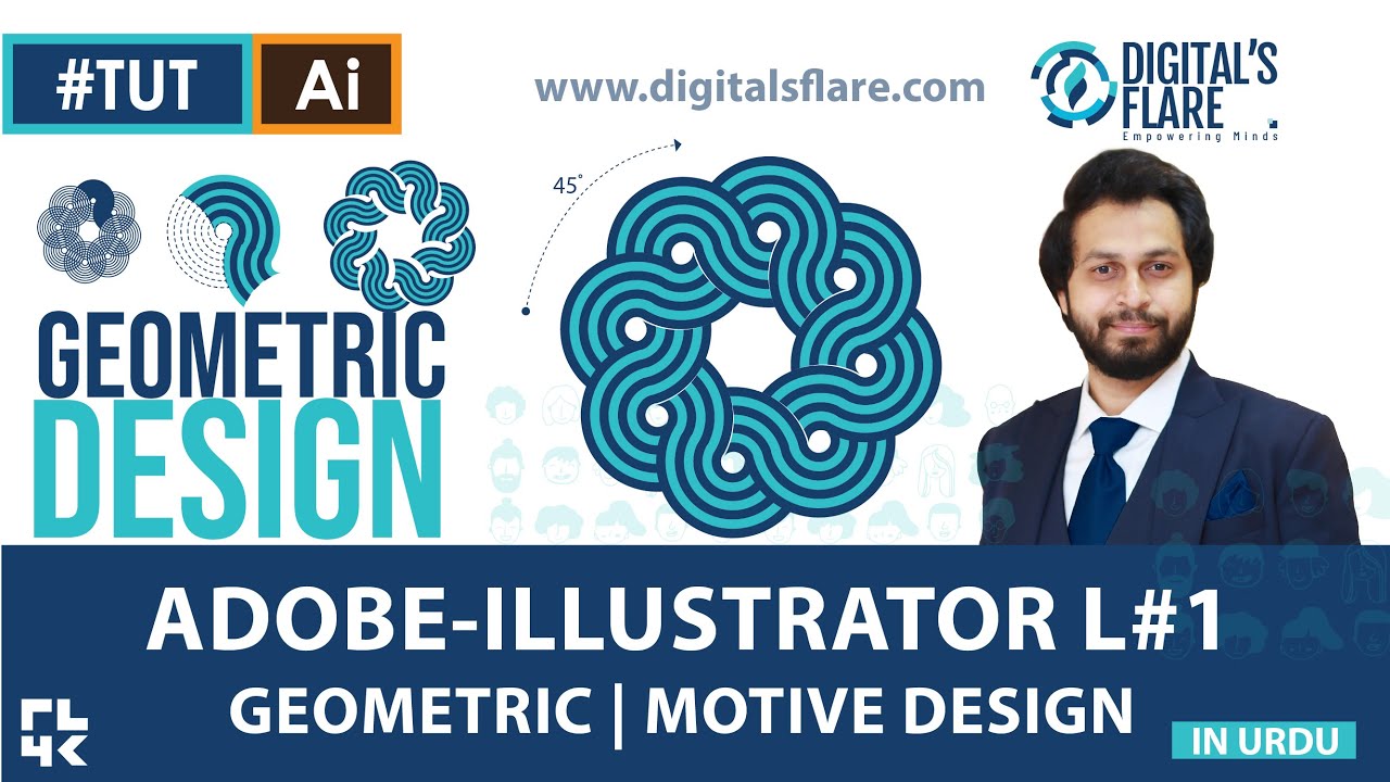 ADOBE ILLUSTRATOR L#1 GEOMETRIC  MOTIF DESIGN | URDU | HINDI